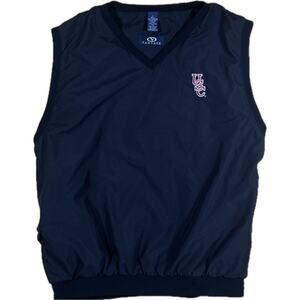 Vantage Men L Black USC Gamecocks Performance Wind V Neck Sleeveless‎ Lined Vest